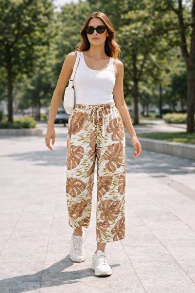 ECK MODA Women's Linen Fabric New Season Loose Fit Comfortable Trousers with ...