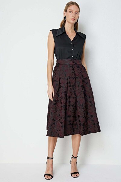 Ekol Φούστα μίντι με πιέτες και κέντημα λουλουδιών