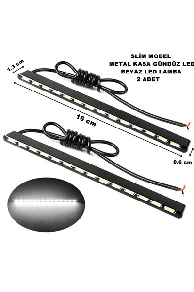 caraks Gündüz Led Slim Model Siyah Metal Kasa Beyaz Işık Gündüz Ledi 16 cm X ...