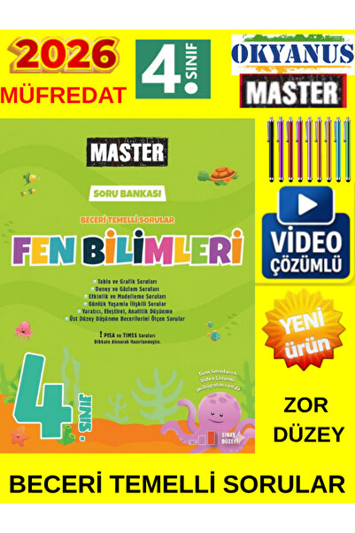 Okyanus Yayıncılık 2026 Müfredat 4.Sınıf MASTER Fen Bilimleri Beceri Temelli ...