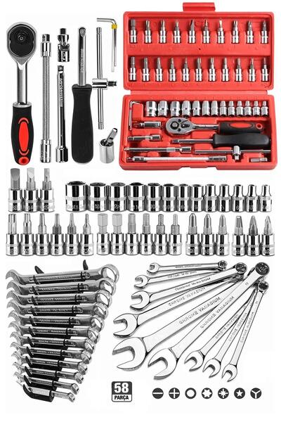 ZhlTools 58 Parça Set 46 Parça Lokma Takımı otomatik Cırcır 1/4 12 Parça Komb...
