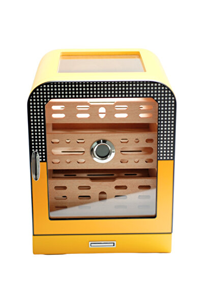 Parmida Cohiba Tasarım Aksesuar Çekmeceli Camlı Sedir Humidor Puro Kutusu Phu...