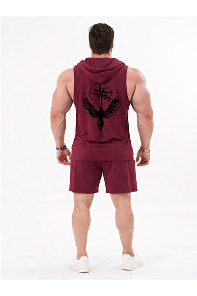 ZAVIXO Ανδρικό αθλητικό σορτς με στάμπα γυμναστικής, σετ 2 τεμαχίων, βαμβακερ...