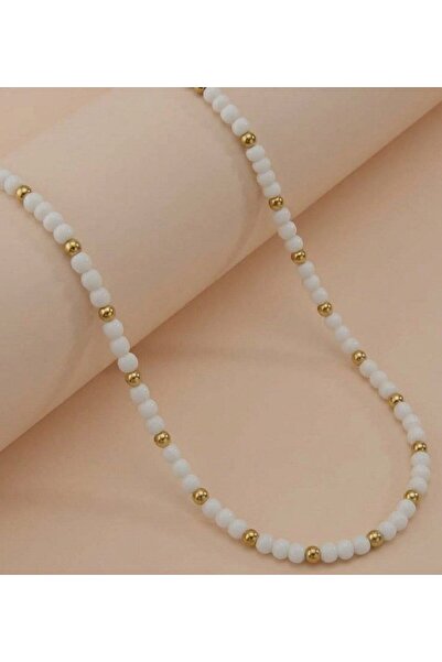 Shiklik Mixed Strand Pearl Bead Necklace Models - Black and White with Gold D...
