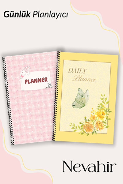 Nevahir Günlük Planlayıcı Seti 2’li A5 Spiralli Ajanda Çiçek & Minimal Tasarım