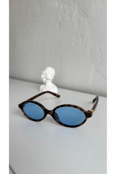 mirvia Women's Oval Sunglasses Brown Leopard Frame Blue Glass Uv400 Protection Retro Vintage