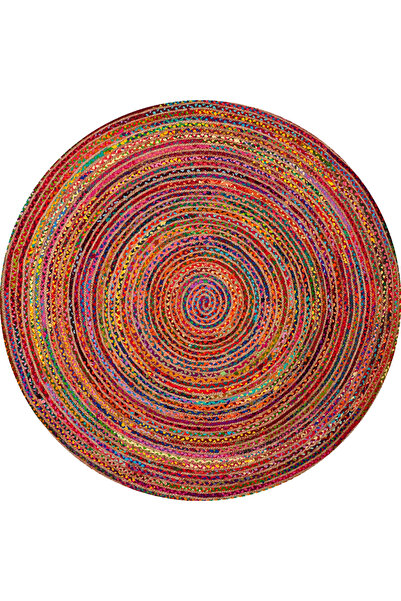 kilim home Boho 966 Boho Color Desenli Doğal Natural Jüt Yuvarlak