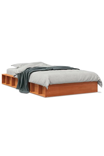 vidaxl Bed frame without mattress, waxed brown, 90x190 cm, solid pine wood