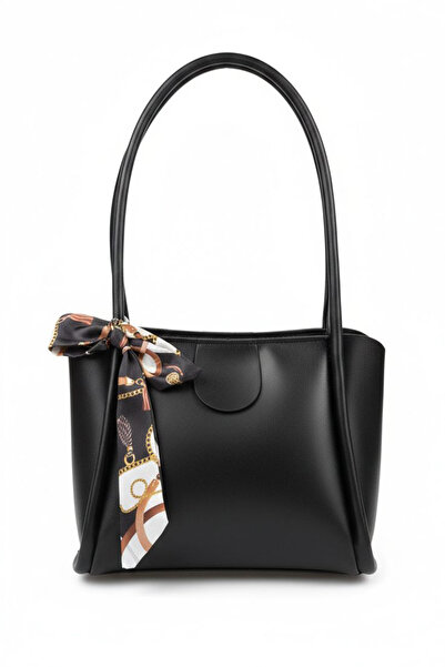 TOFİSA Women's Black Faux Leather Flared Handbag - 28185-Black