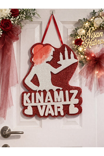 Happyewent Kınamız Var Kapı Süsü Strafor – Simli Kına Gecesi Dekoru (Paketli)