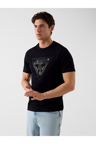 Guess Ανδρικό T-Shirt Στενής Γραμμής από Ζέρσεϊ