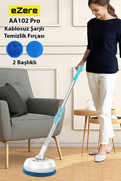 EZERE SpinClean Pro Teleskopik Kablosuz Döner Temizlik Fırçası – Cam, Tavan, ...