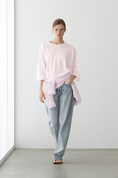 Massimo Dutti Keten karışımlı t-shirt