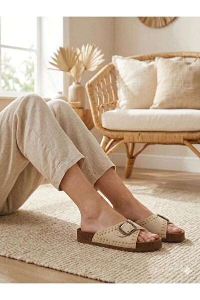 Babetty Γυναικείες Ορθοπεδικές Παντόφλες με Πέτρινη Λεπτομέρεια και Πόρπη, Κα...