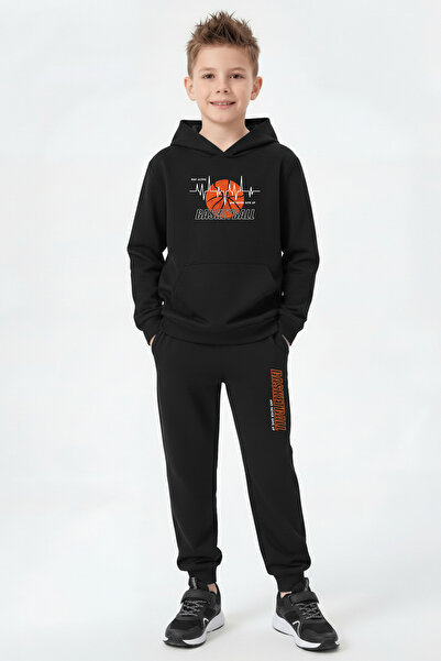 FYK KİDS Set de trening pentru băieți cu glugă, buzunar cangur și imprimeu de...