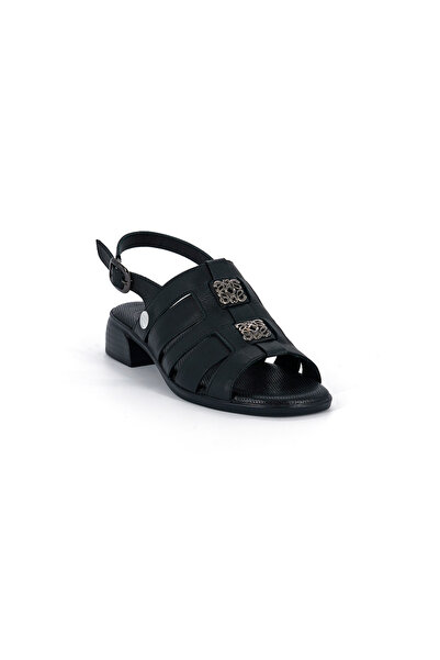 Mammamia D26ys-5100 Kadın Hakiki Deri Kısa Kalın 4 Cm Topuklu Sandalet