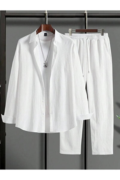 WEARTEX YENİ SEZON Likralı Unisex Kadın Erkek Uzun Kol Gömlek Eşofman Takım