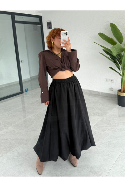 Bak'ap Premium Trend Βαμβακερή Μακριά Φούστα Μπαλόνι με Ελαστική Μέση