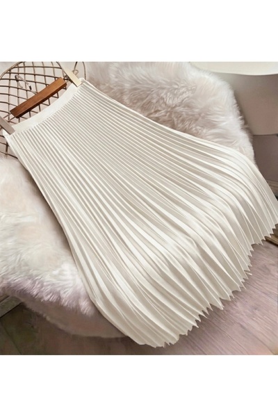 Bahar Altundemir تنورة نسائية طويلة من الجلد ذات مظهر مطوي، تنورة طويلة ذات م...