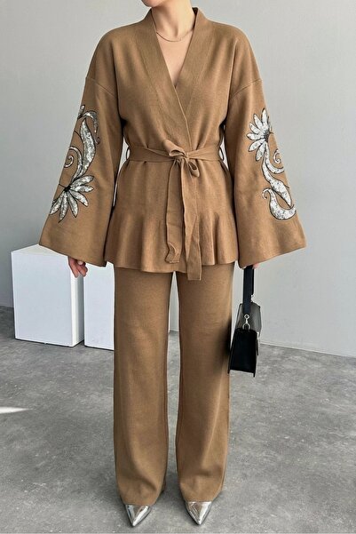 NLT Γυναικείο Σετ Παντελόνι και Κιμονό με Κέντημα στα Μανίκια και την Πλάτη σ...