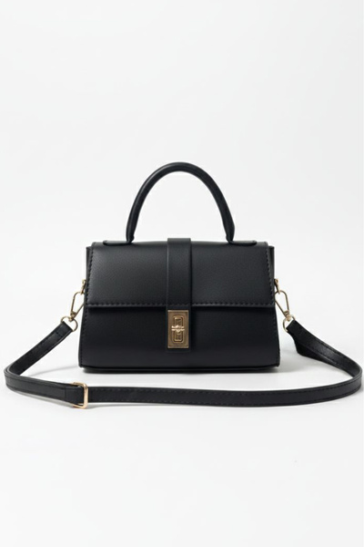 TOFİSA Γυναικεία Μαύρη Τσάντα Μίνι από Συνθετικό Δέρμα με Κλείδωμα - 28142-ΜΑΥΡΟ