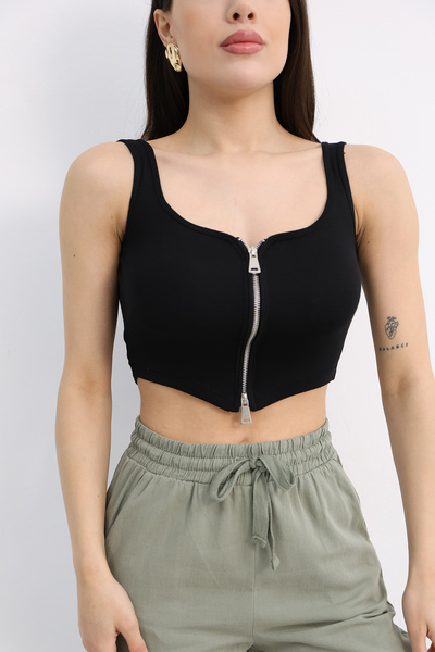 Dut Store Ön Fermuarlı Fit Crop Atlet