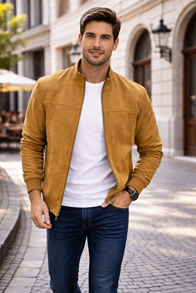 DYNAMO Mink Suede Coat Men's Regular Fit Zippered Spring/Summer Jacket