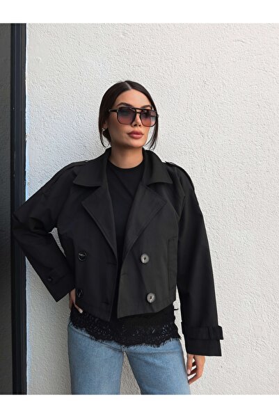 ESRAHELVACI Κοντό παλτό με διπλό γιακά και επωμίδες