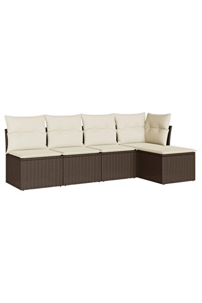vidaxl Set canapele de grădină cu perne, 5 piese, maro, poliratan
