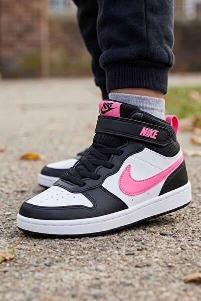 Nike Παιδικά αθλητικά παπούτσια Court Borough Mid 2 - Λευκό/Μαύρο/Ροζ Sneaker...