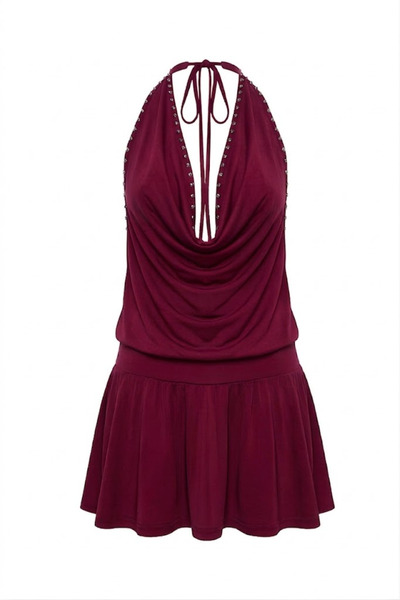 World Fashion Trends ΦΟΡΕΜΑ DEGAJE ΜΕ ΛΕΠΤΟΜΕΡΕΙΑ ΛΑΙΜΟΥ ΚΑΙ ΣΟΡΤΣ (Η ΛΕΠΤΟΜΕ...