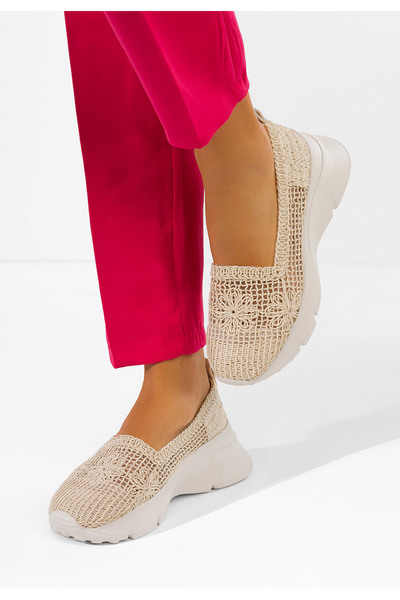 B T Shoes Дамски мокасини Offelia бежови