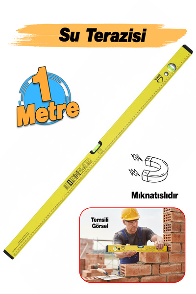 Badem10 (1 Metre) Aluminyum Su Terazisi 100 Cm İnşaat Duvar Fayans Marangoz Ö...