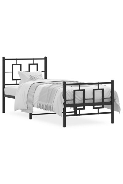 vidaxl Cadru pat metalic cu tăblii de cap/picioare, negru, 75x190 cm