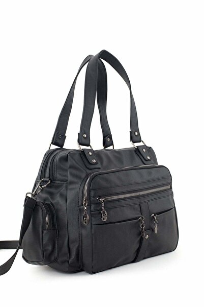 Köstebek Μαύρη δερμάτινη τσάντα πολλαπλών θέσεων
