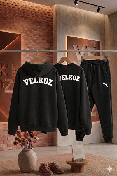 Velkoz Jaguar Tracksuit with Logo 3-Piece Set (Full Black)