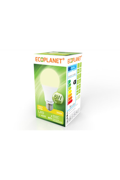 OEM Bec LED Ecoplanet, E27, 5W (40W), 450 LM, A+, θερμό φως 3000K, Ματ