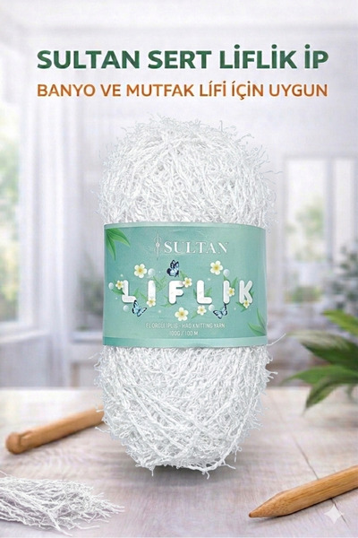 Sultan Sert Liflik ipi Sert Mutfak Lifi ve Banyo Lifi İpi Sert Saçaklı ip Bey...