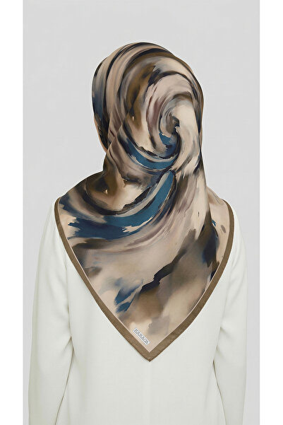 Karaca Φουλάρι από ραγιόν με σχέδιο ροής - Εκρού / Τιρκουάζ