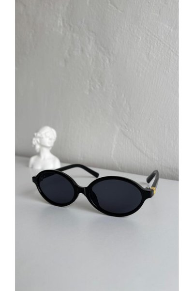 mirvia Women's Oval Sunglasses Black Frame Black Glass Uv400 Protection Retro Vintage