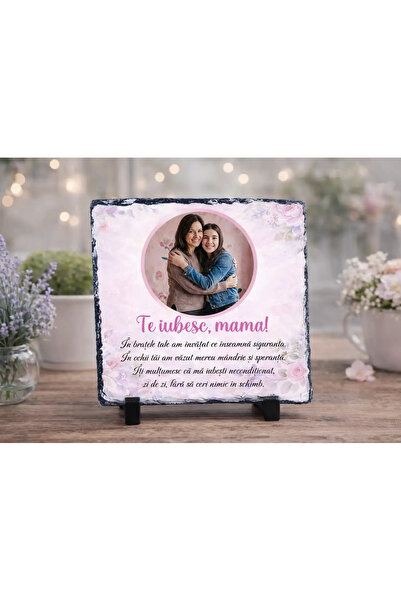 peGiftuiala Placă Ardezie Personalizată pentru Mama – Poză și Mesaj – Cadou Mama