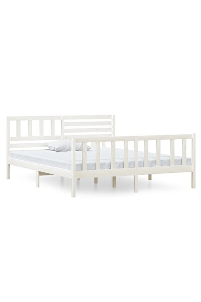 vidaxl Cadru de pat, alb, 140x190 cm, lemn masiv
