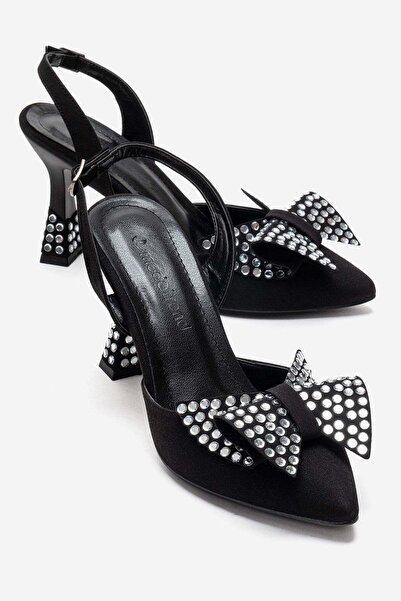 CCWAY AYAKKABI Sandale cu toc înalt și pietre decorative BLACK ZRA