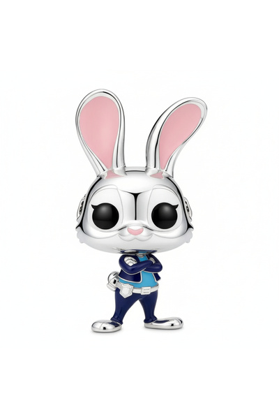 Belora Αστυνομικό Κουνελάκι Γούρι Ασημί/Ροζ