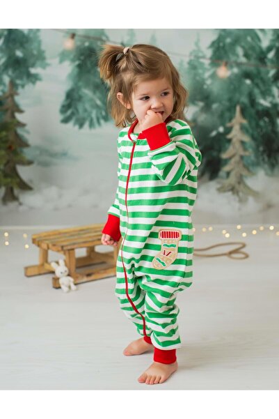 OrganicKid Cookie Bebek Yeşil Fermuarlı Tulum