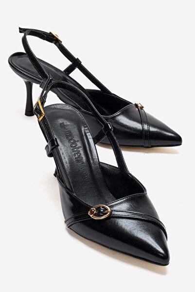 CCWAY AYAKKABI Γυναικεία πέδιλα με ανοιχτή πλάτη, λεπτό τακούνι και μυτερή μύ...