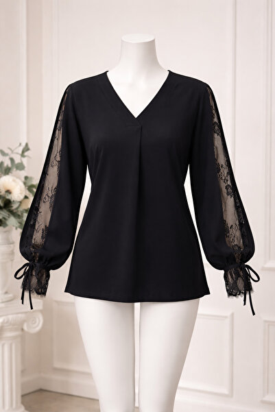 X-TREND Γυναικεία δαντελωτή μπλούζα oversize μοντέρνας σχεδίασης και κομψή μα...