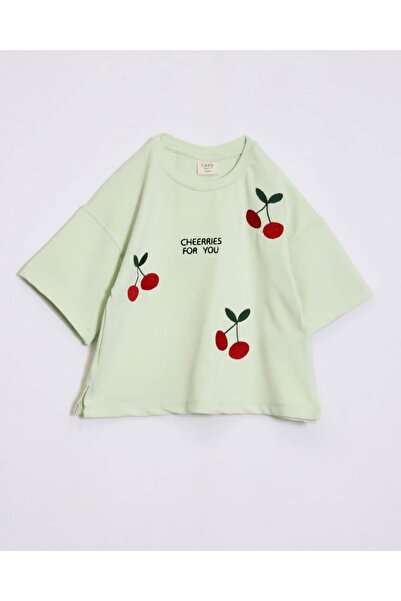 OZZY KİDS Tricou pentru fete cu broderie cireșe