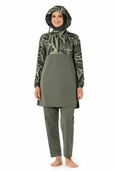 YUYİ Alfasa Parachute Fabric Hat Combined with Half Zipper Women's Tight Swim...