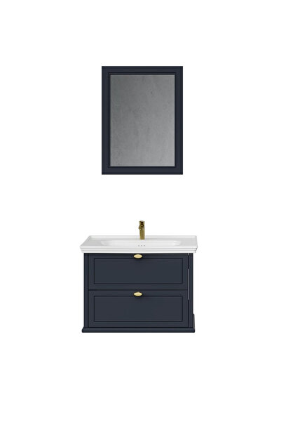 Creavit Antik İki Çekmeceli 80 Cm Antrasit Lavabo Dolabı İkili Set